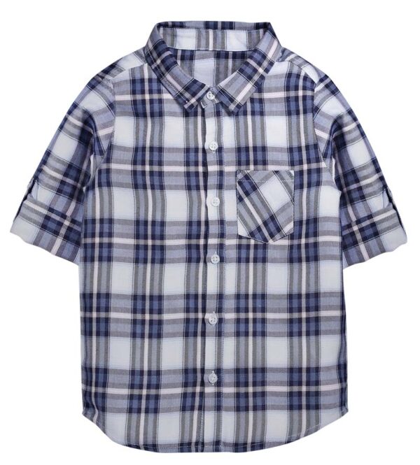 Blue and White Checkered Full Sleeves Shirt Oonico Kids Clothing